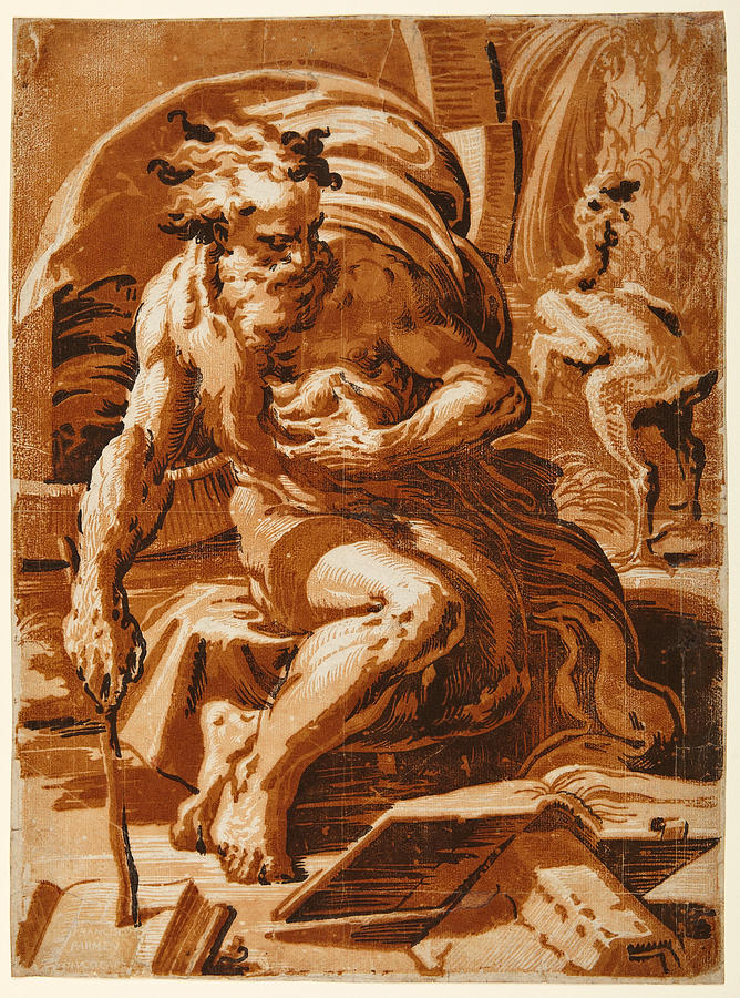 Diogenes Drawing by Ugo da Carpi