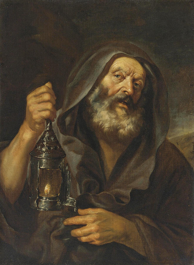 Diogenes with His Lantern In Search of an Honest Man Painting by Attributed to Mattia Preti