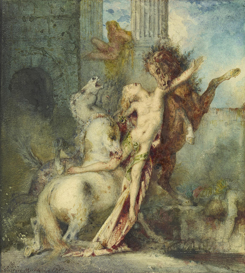  Diomedes Devoured by his Horses 2 Drawing by Gustave Moreau