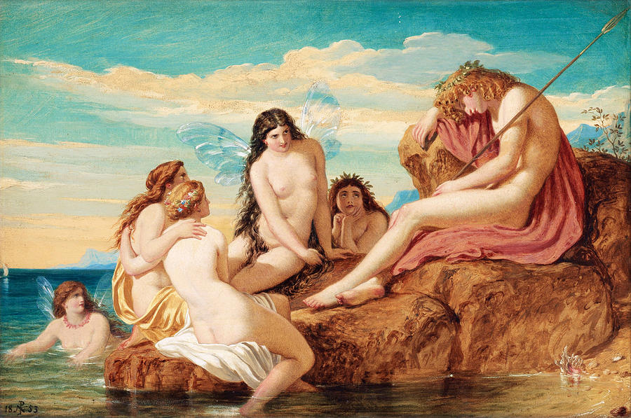 Paton Painting - Dionysus and sea nymphs by Joseph Noel Paton