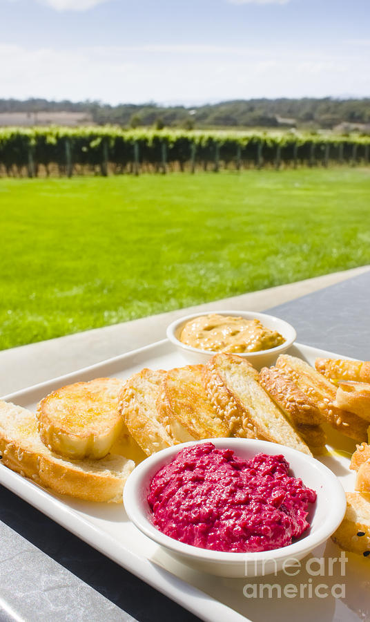 Dip platter at Tasmania winery restaurant  Photograph by Jorgo Photography
