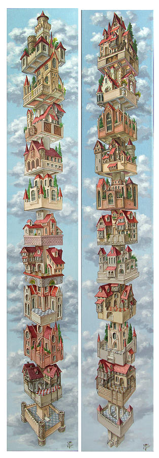 Diptych Air Castles Painting by Victor Molev