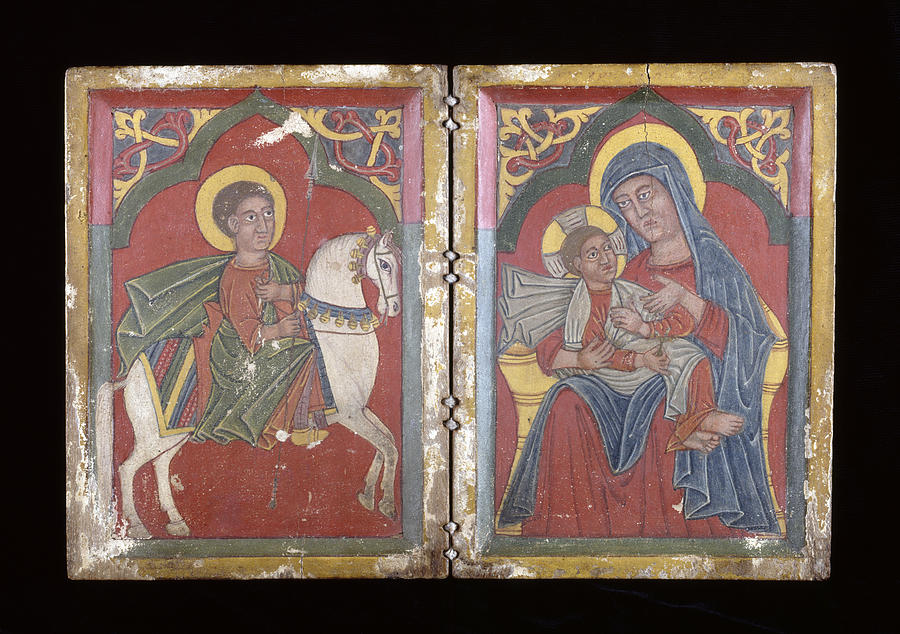 Diptych Icon with St. George and Mary and the Infant Christ Painting by ...