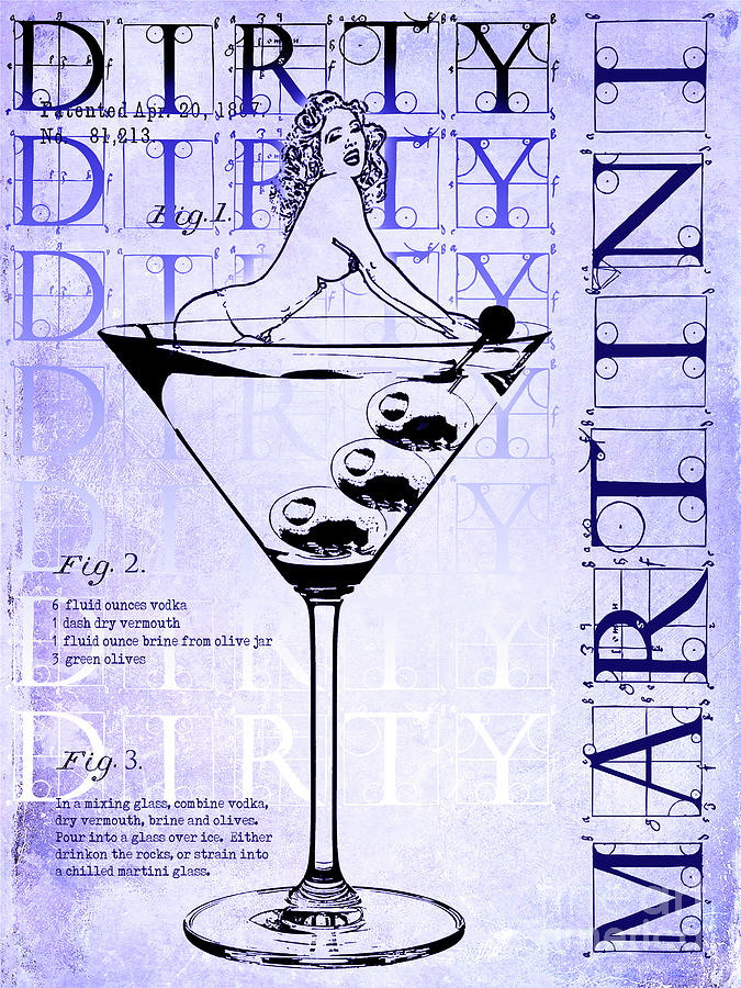 Martini Photograph - Dirty Dirty Martini Patent Blueprint by Jon Neidert
