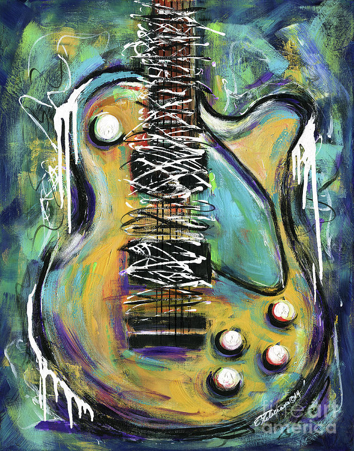 Dirty Notes Guitar Painting by Elena Feliciano | Fine Art America