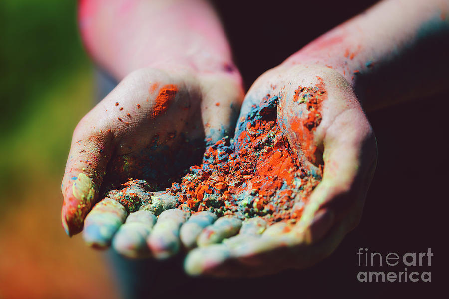 Dirty womans hands with colorful powder Photograph by Michal Bednarek