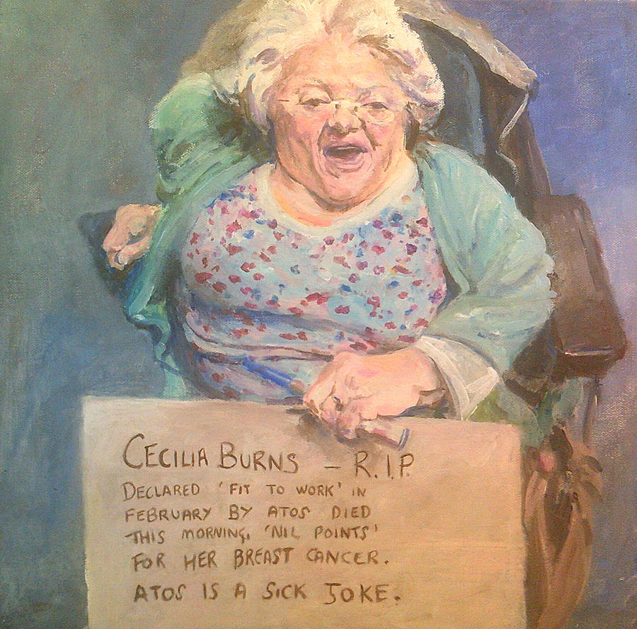 Disability Protester Remembers Cecilia Burns Painting by Rosanne Gartner
