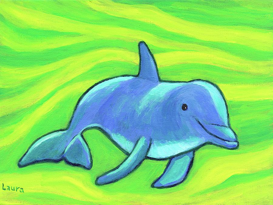 Dolphin Painting - Disco Dolphin by Laura Zoellner