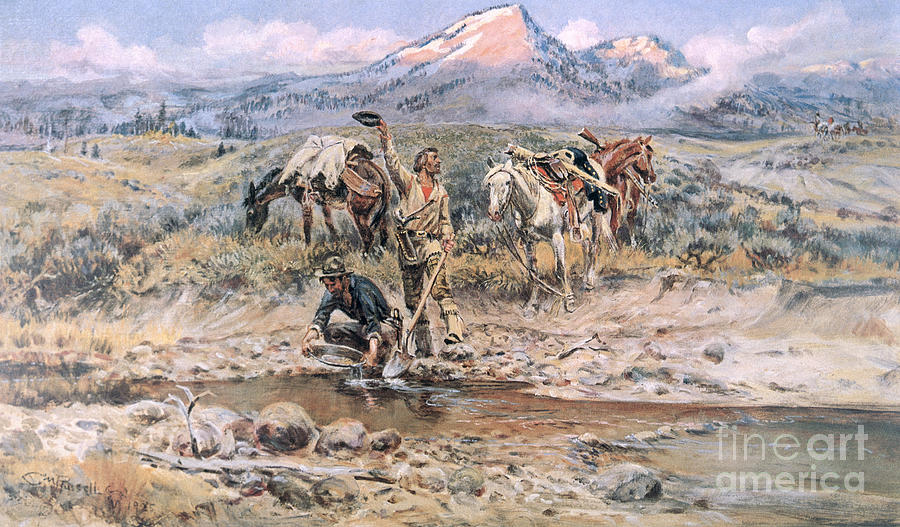 The Gold Rush Painting - Discovery of Last Chance Gulch Montana by Charles Marion Russell