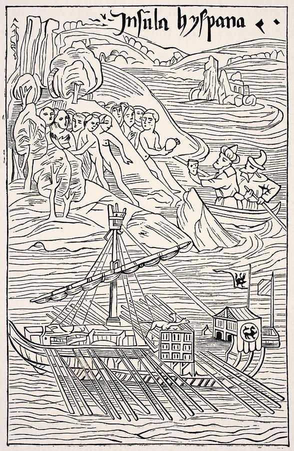 Columbus Drawing - Discovery Of Santo Domingo, Insula by Vintage Design Pics