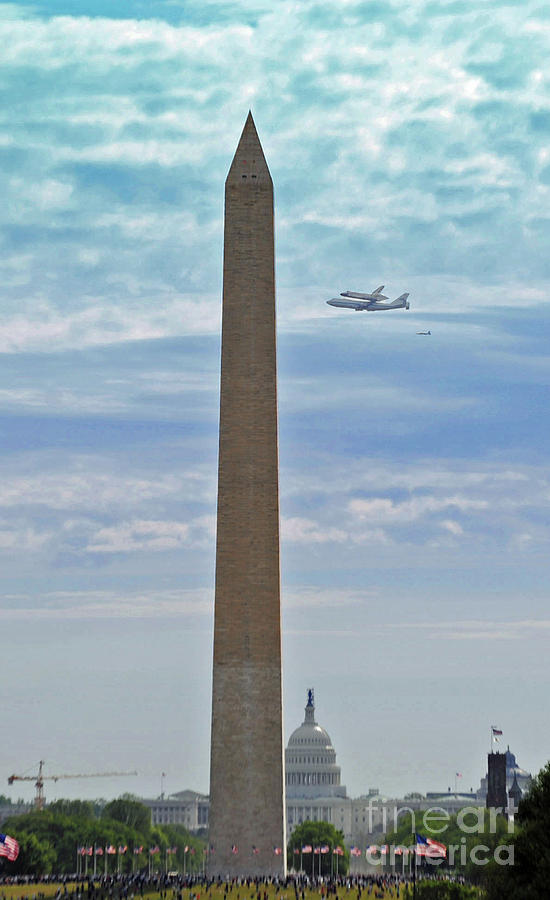 Discovery over Washington Photograph by Jost Houk