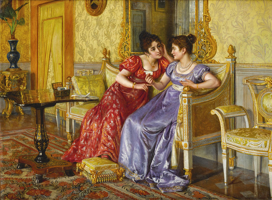 Discussing the Love Letter Painting by Aurelio Zingoni