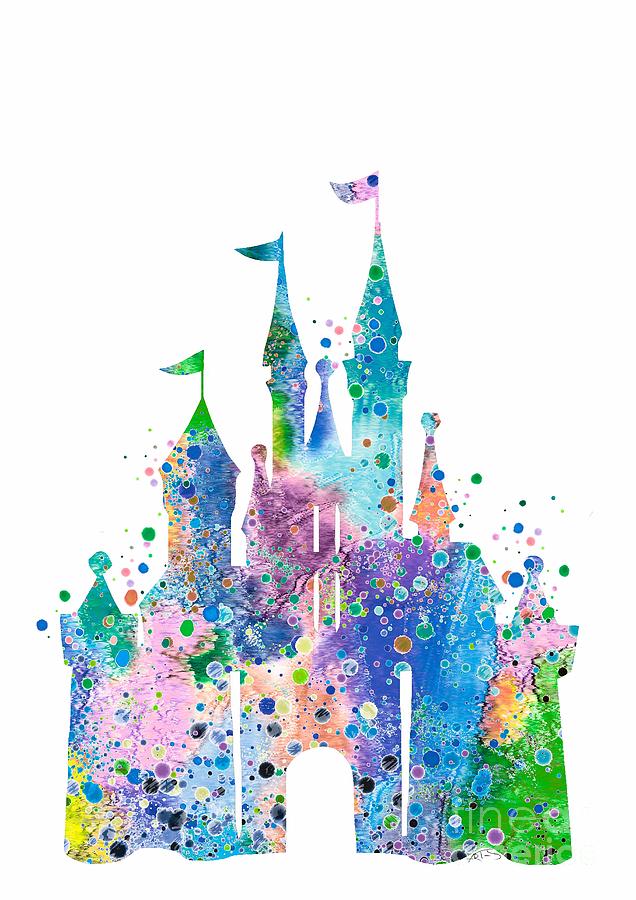 Disney Castle Digital Art - Disney Castle 2 Watercolor Print by White Lotus