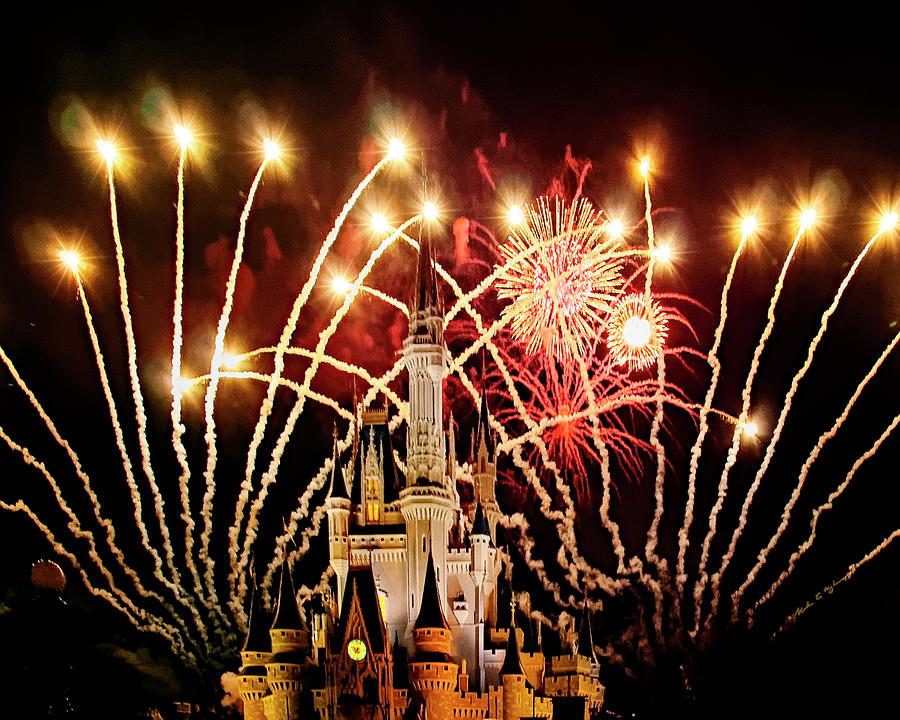 Orlando Photograph - Disney Castle Fireworks by Mark Myhaver
