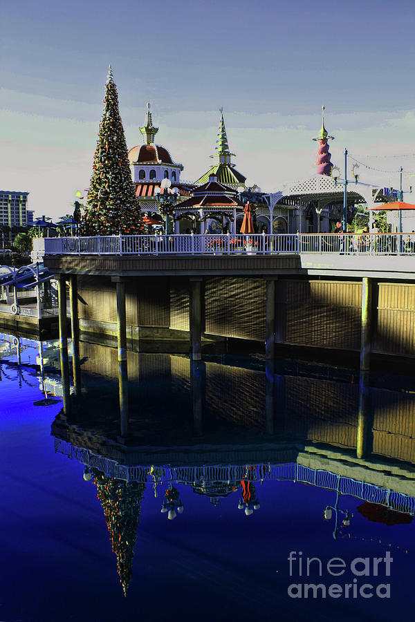 Anaheim Photograph - Disney Christmas Reflections by Tommy Anderson