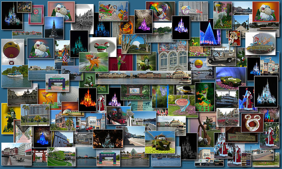 Castle Photograph - Disney World Collage Rectangle PM by Thomas Woolworth
