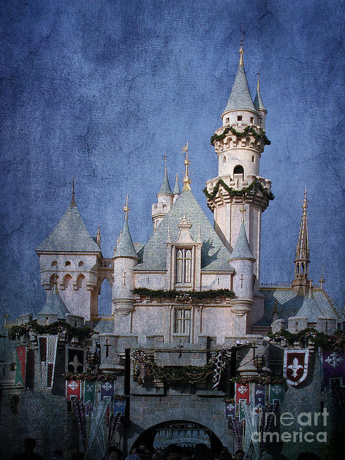 Disneyland Castle - blue texture Photograph by Dorothy Lee