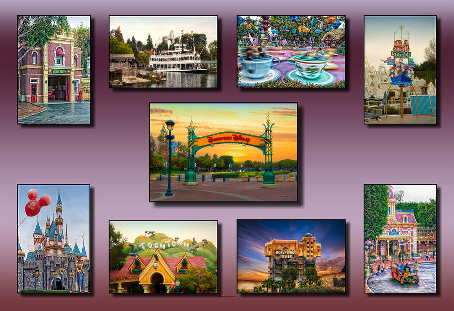 Disneyland Collage 9 Piece Mixed Media by Thomas Woolworth