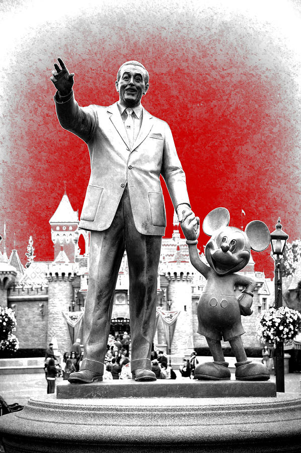 Castle Photograph - DisneyLand Partners Statue PA Red by Thomas Woolworth