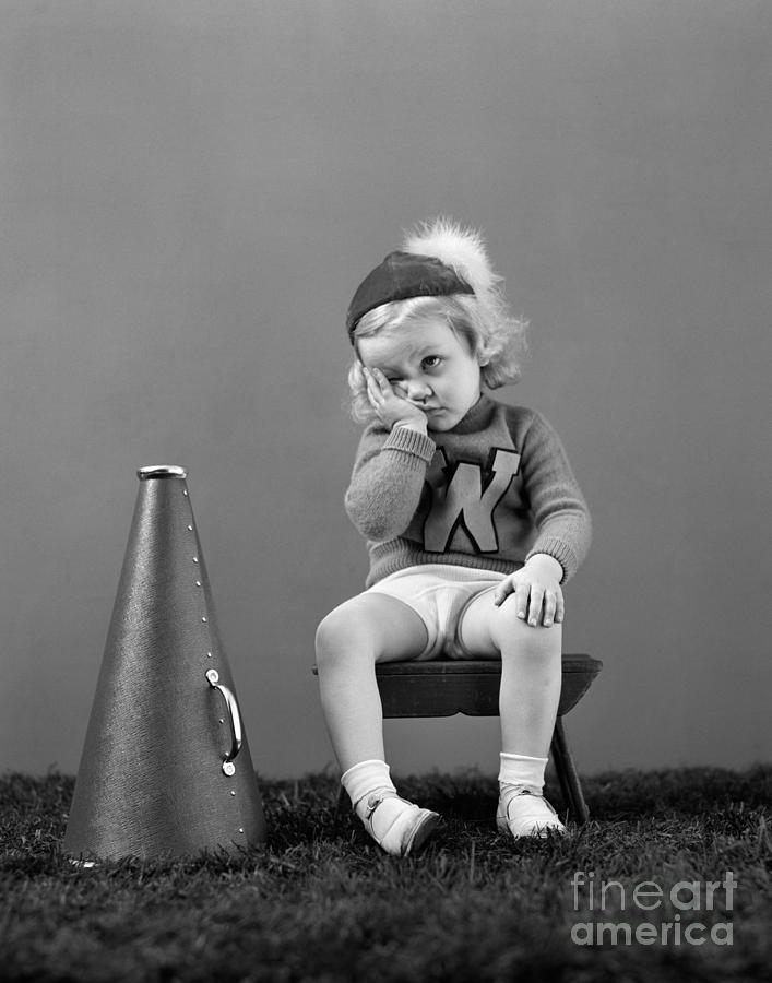 Football Photograph - Dispirited Little Cheerleader, C.1940s by H. Armstrong Roberts/ClassicStock