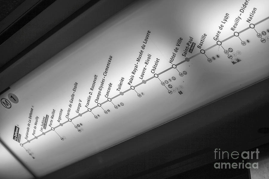 Display of Paris Metro line and stations  Photograph by Patricia Hofmeester