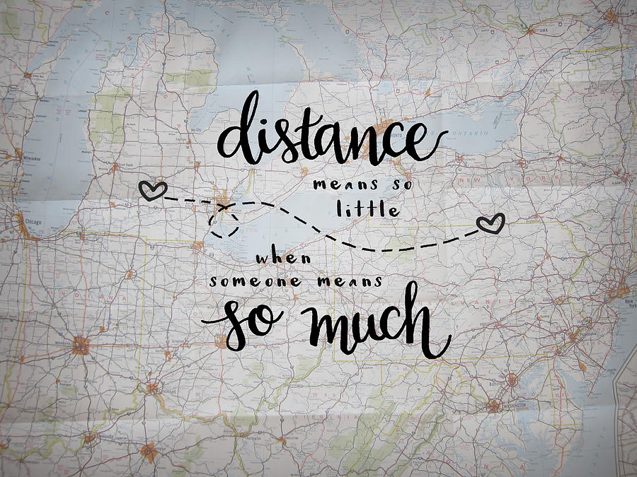 Love Digital Art - Distance Means So Little Pillow by Michelle Eshleman.