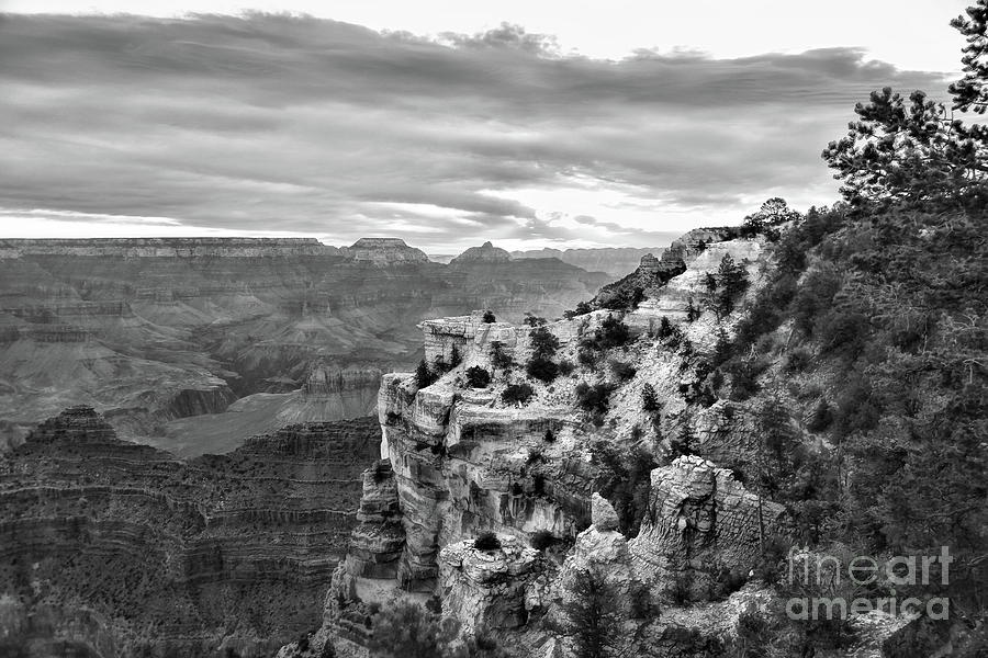 Distance Views Grand Canyon Black White  Photograph by Chuck Kuhn