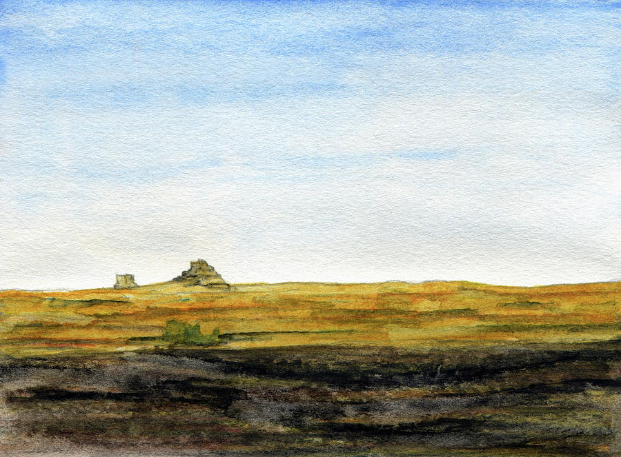 Distant Courthouse and Jail Rocks Painting by R Kyllo