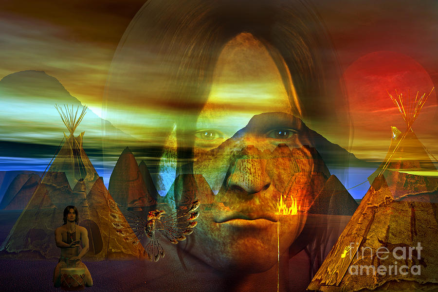Native American Digital Art - Distant Drum by Shadowlea Is