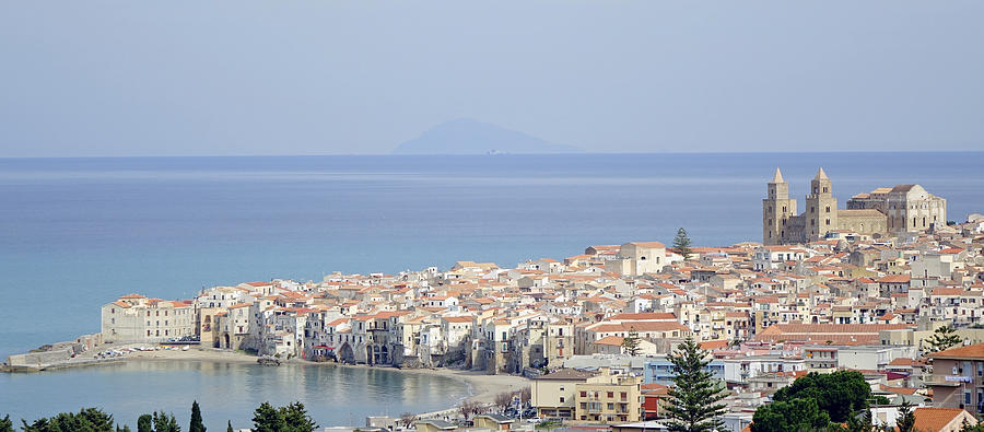Distant View Of Cefalu Sicily Photograph by Rick Rosenshein