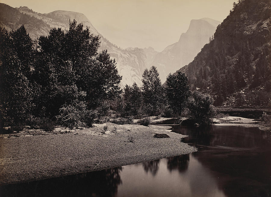 Yosemite National Park Photograph - Distant View of the Domes, Yosemite Valley, California by Carleton Emmons Watkins