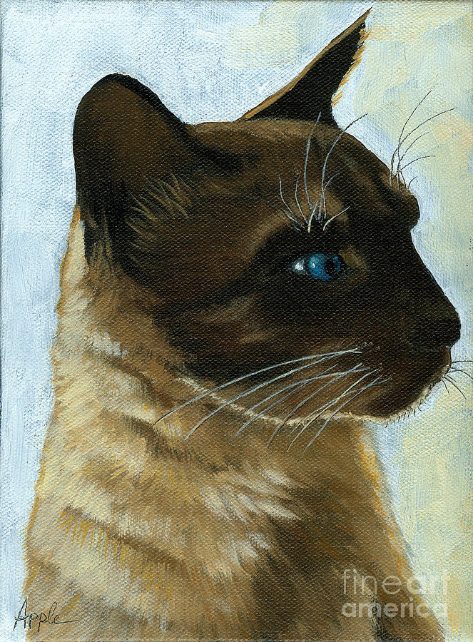 Distinctly Siamese - cat portrait oil painting Painting by Linda Apple