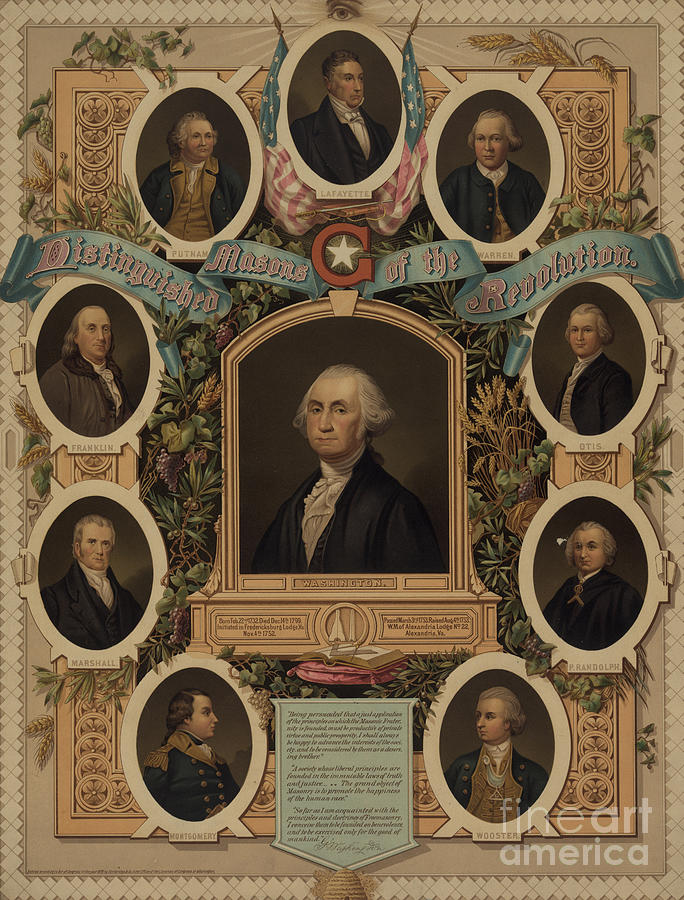 George Washington Painting - Distinguished masons of the revolution by American School