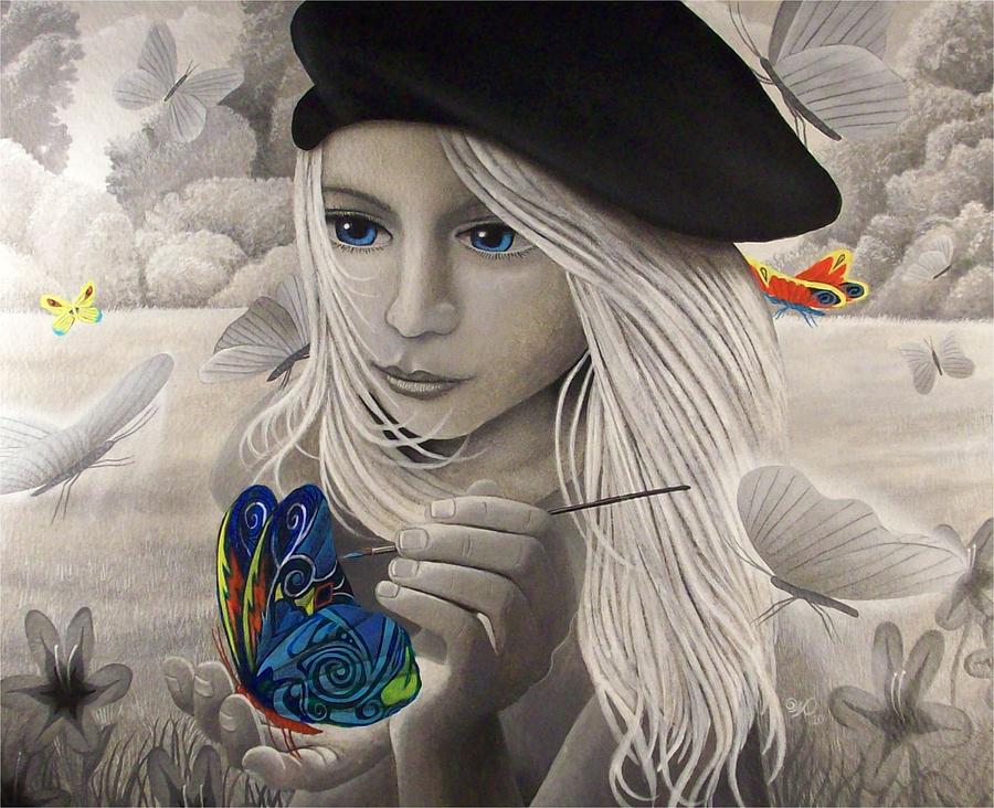 Butterfly Painting - Distracted by her next masterpiece by Will Crane