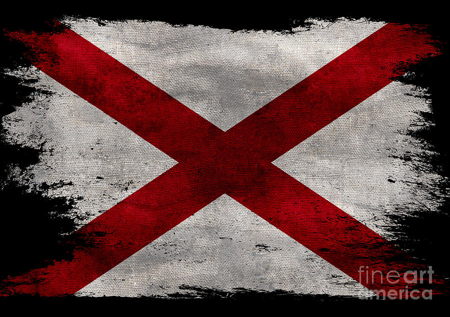 Distressed Alabama Flag on Black Photograph by Jon Neidert