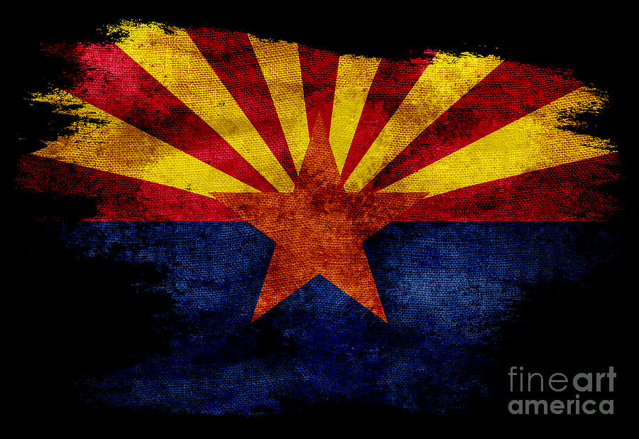 Distressed Arizona Flag on Black Photograph by Jon Neidert