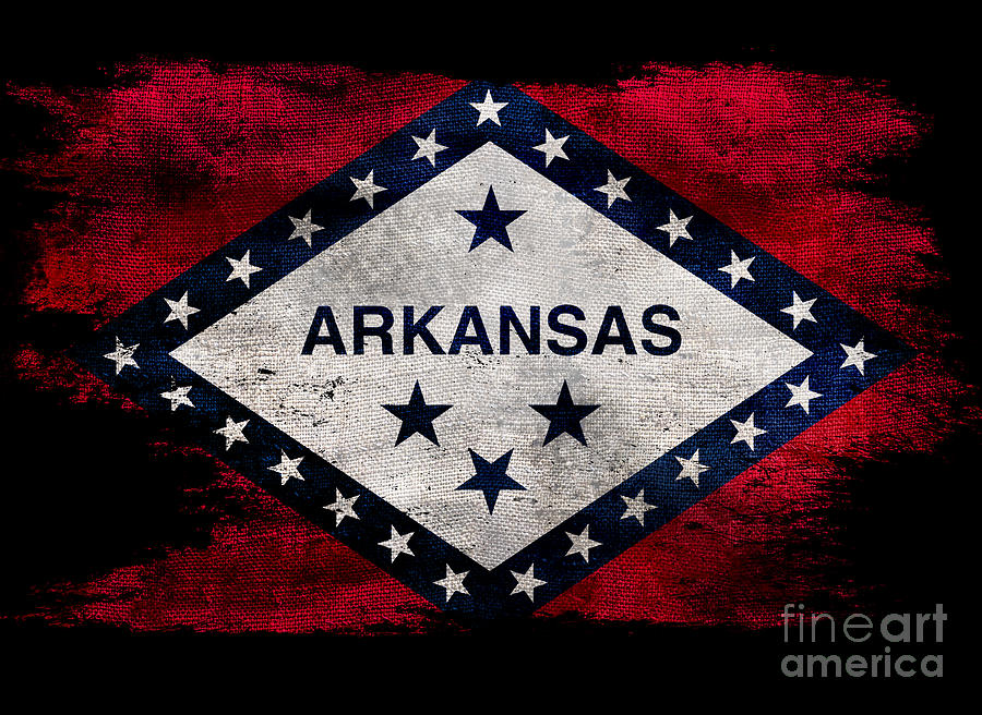 Distressed Arkansas Flag on Black Photograph by Jon Neidert | Fine Art ...