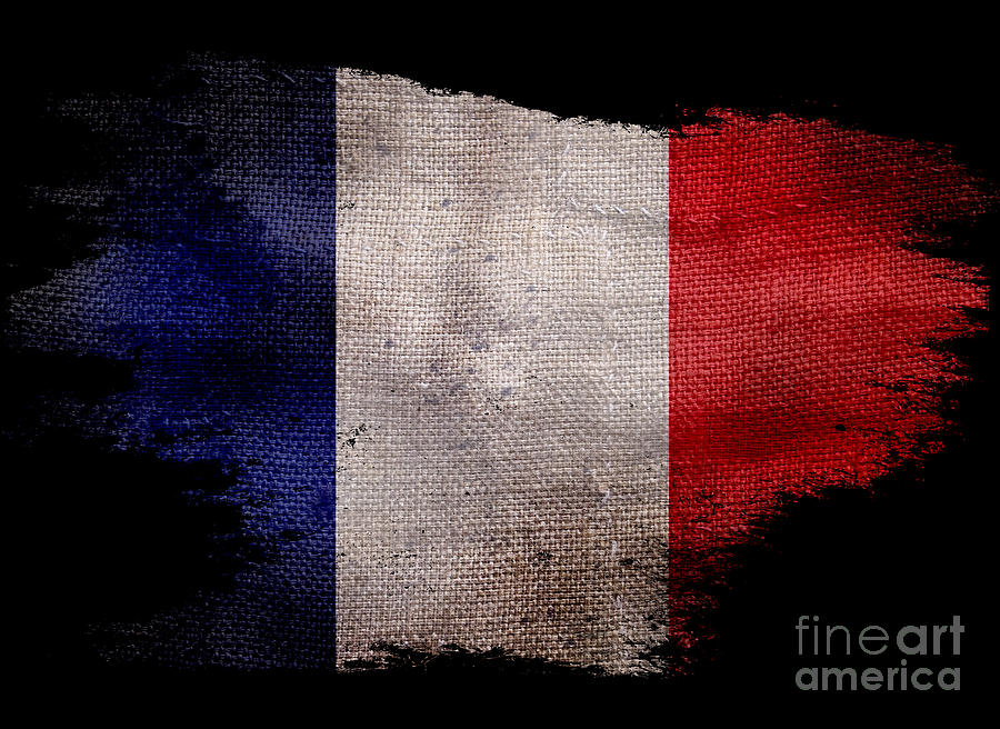 Paris Photograph - Distressed French Flag on Black by Jon Neidert