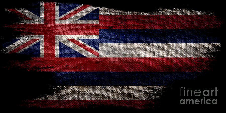 Distressed Hawaii Flag on Black Photograph by Jon Neidert