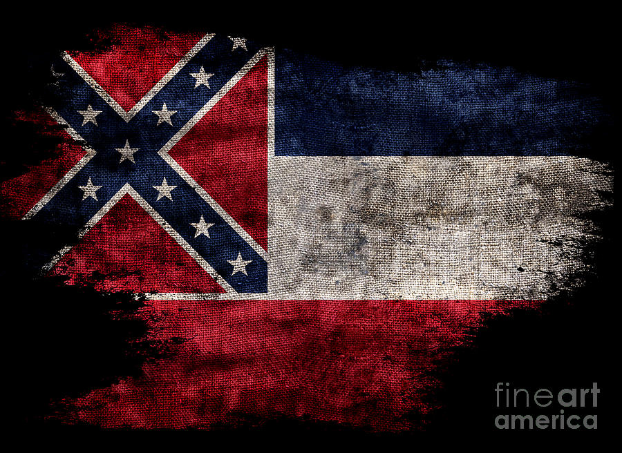 Distressed Mississippi Flag on Black Photograph by Jon Neidert