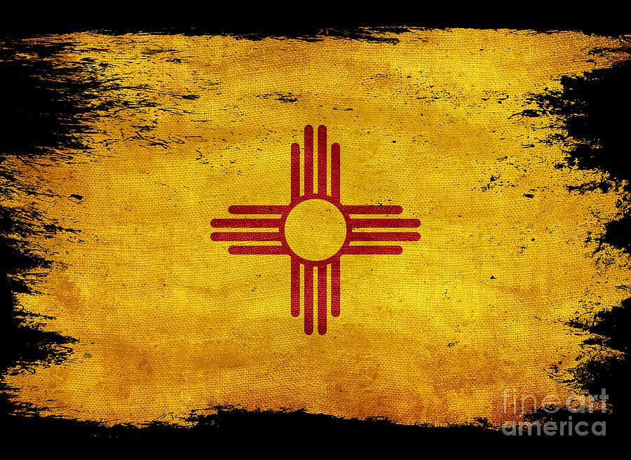 New Mexico Flag Photograph - Distressed New Mexico Flag on Black by Jon Neidert