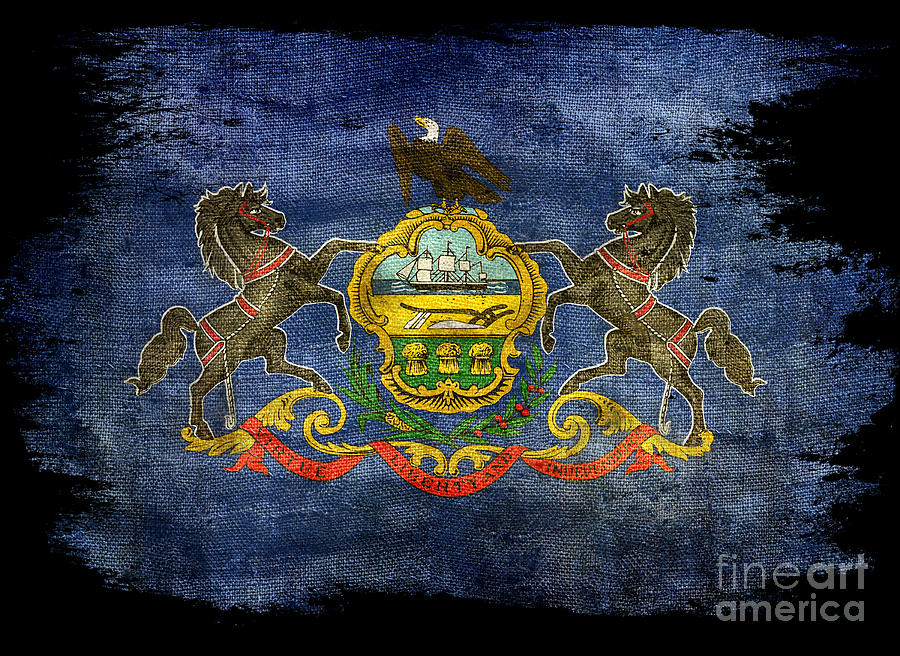 Distressed Pennsylvania Flag on Black Photograph by Jon Neidert