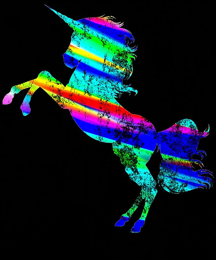 Distressed Rainbow Unicorn Design Digital Art By Kaylin Watchorn