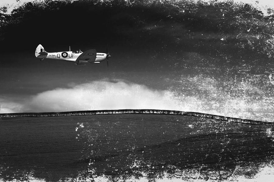 Vintage Photograph - Distressed Spitfire by Meirion Matthias