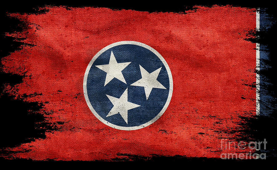 Distressed Tennessee Flag on Black Photograph by Jon Neidert