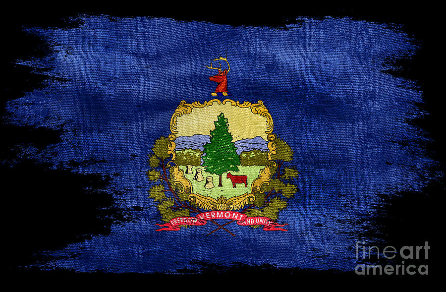 Distressed Vermont Flag on Black Photograph by Jon Neidert