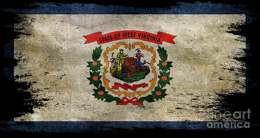 Distressed West Virginia Flag on Black Photograph by Jon Neidert