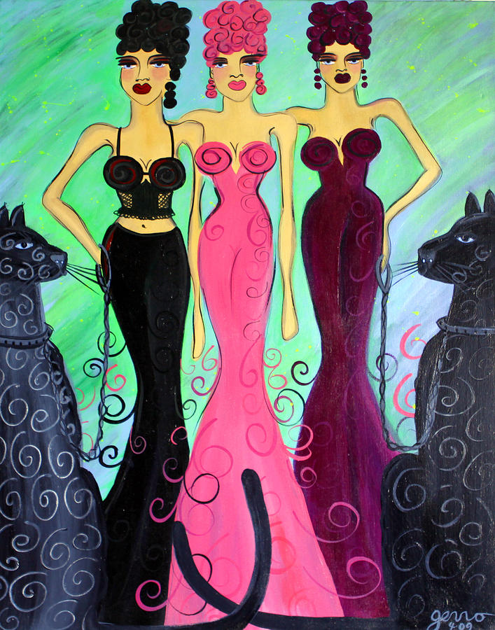 Panther Painting - Divas and Leopards by Helen Gerro