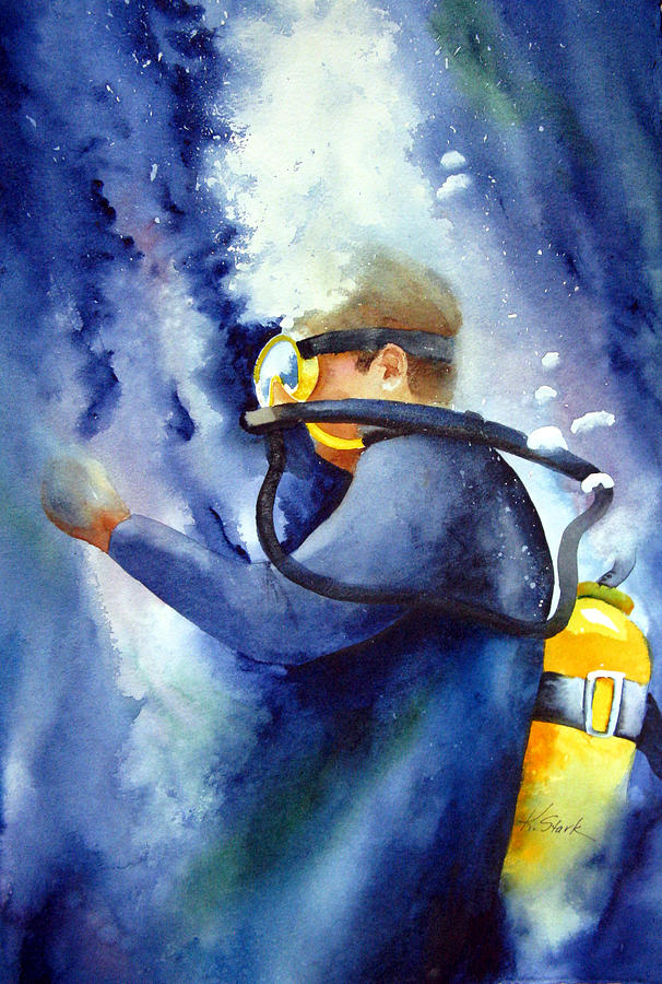 Diver Painting by Karen Stark