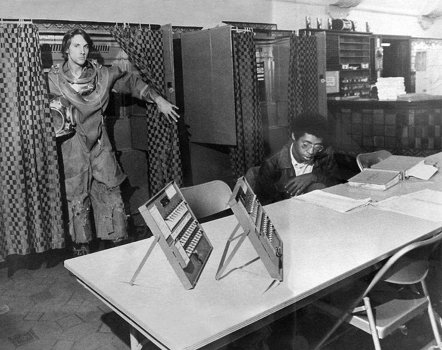 Diver Takes Time Off To Vote Photograph by Underwood Archives